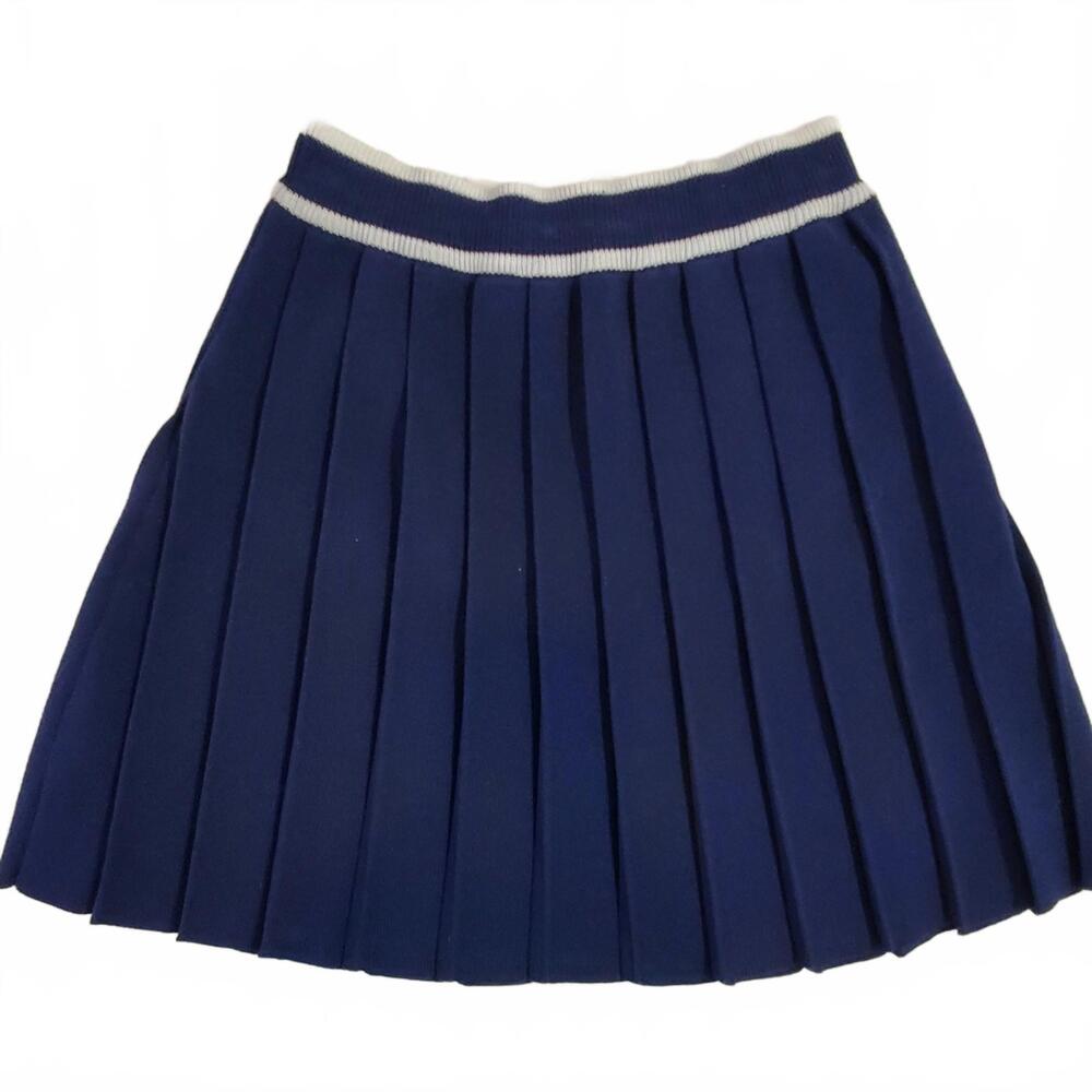 CIDER🖤NAVY BLUE PLEATED MINI SKIRT – Preppy Schoolgirl Vibes on Point! 🖤